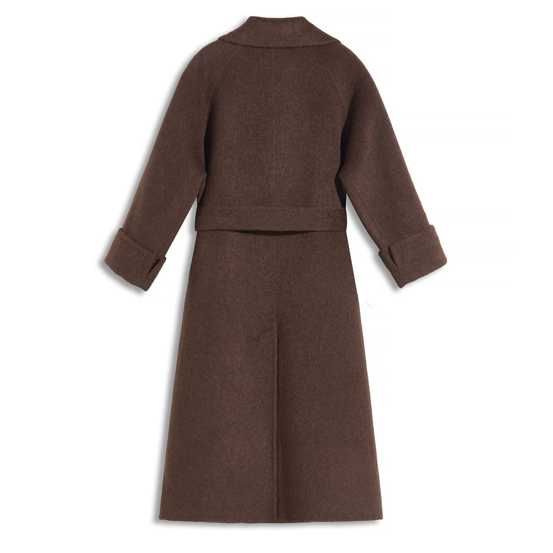 Camel Hair Wool Coat with Mulberry Silk Blend Belted Luxury Long Coat for Women SCT905