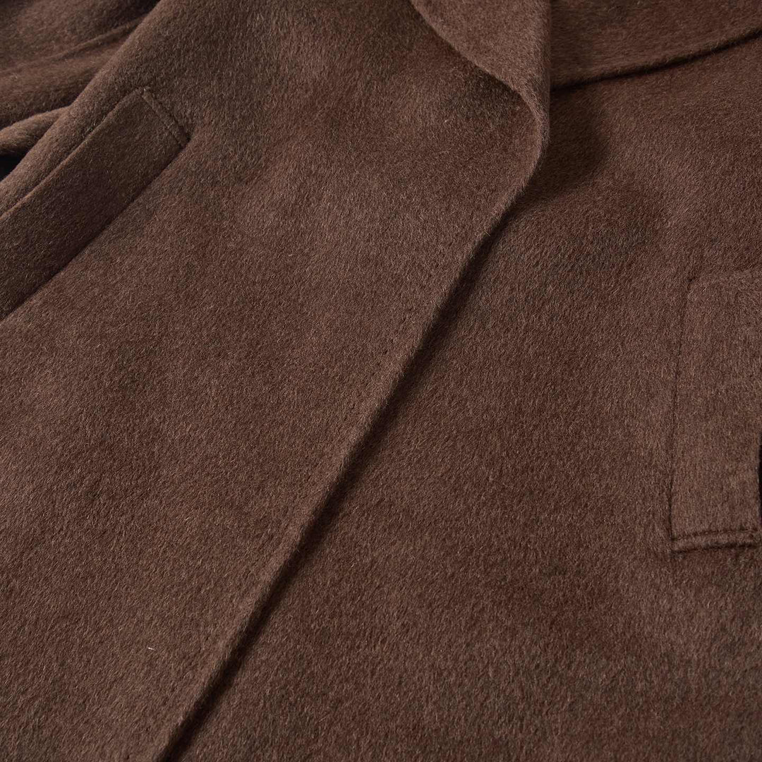 Camel Hair Wool Coat with Mulberry Silk Blend Belted Luxury Long Coat for Women SCT905